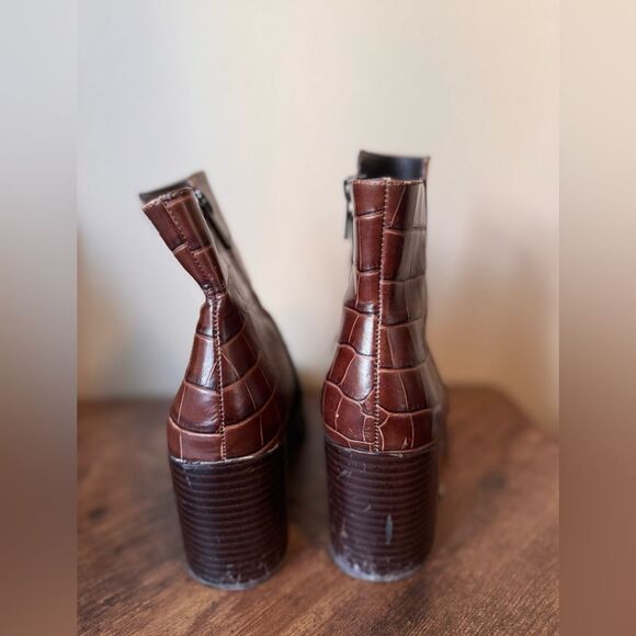 Same Edelman Cari Brown Embossed print Booties size 8.5 - Picture 10 of 12